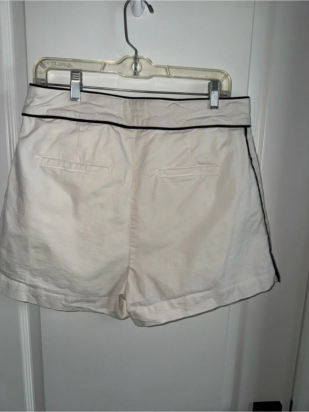 Maeve Anthropologie Womens 12 White Shorts Black Trim High Rise Cotton Stretch
